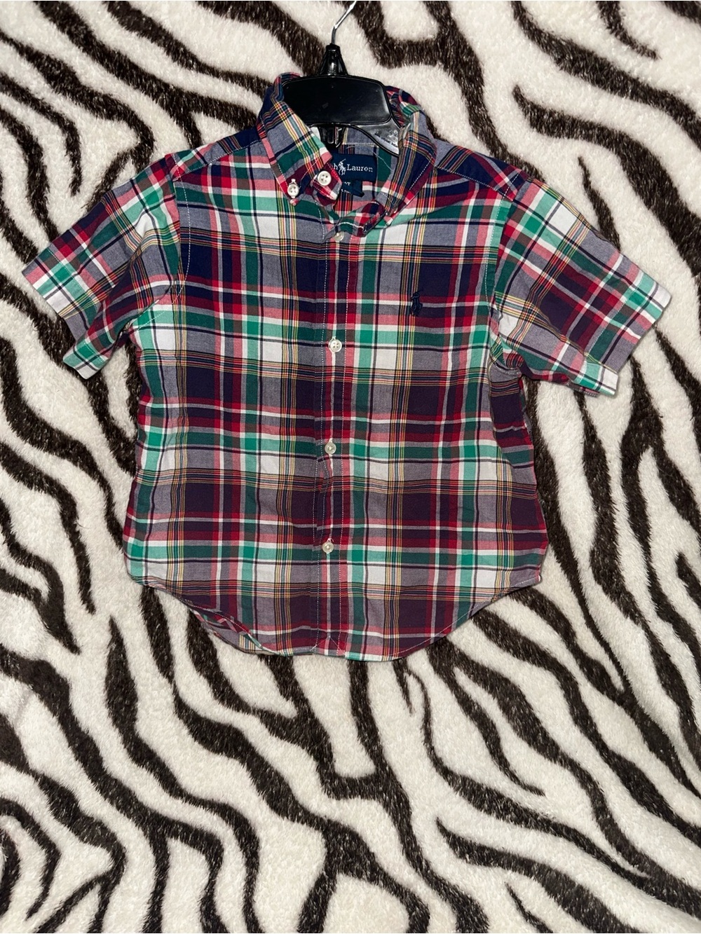 Polo by Ralph Lauren Boys Short-Sleeve Plaid Button-Down Shirt - Red/Green/Navy